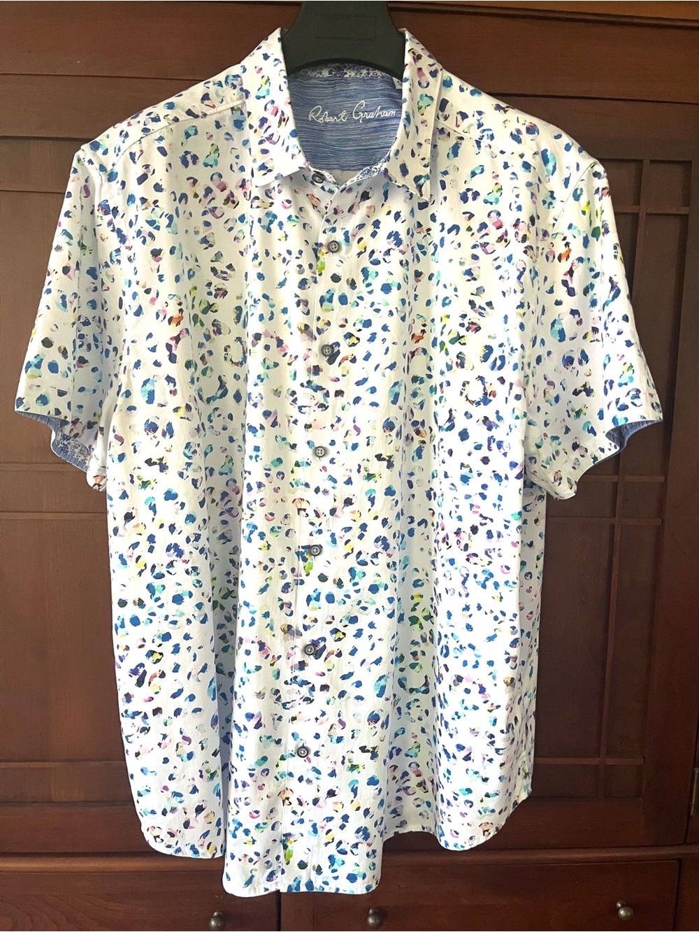 Robert Graham Blue Spotted Short Sleeve Shirt 4XL
